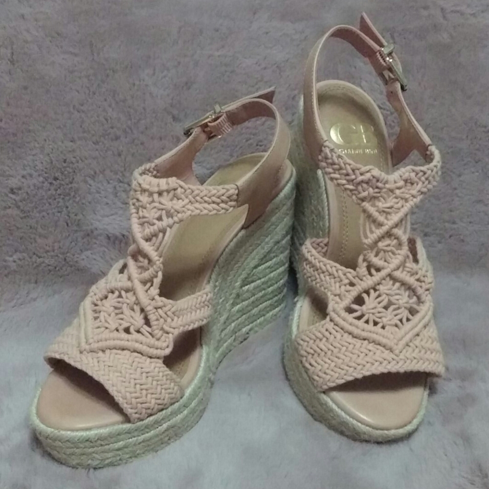Gianni Bini crochet wedge espadrille sandals